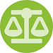 Green icon of scales representing justice